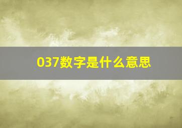 037数字是什么意思