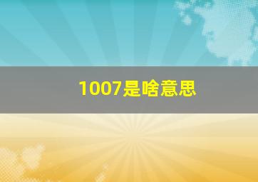 1007是啥意思