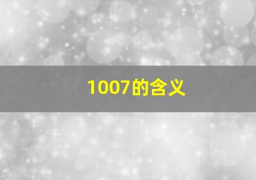 1007的含义