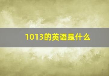 1013的英语是什么