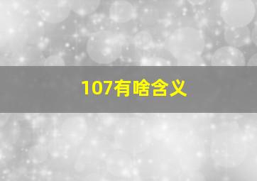 107有啥含义