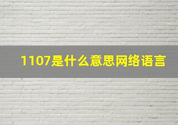 1107是什么意思网络语言