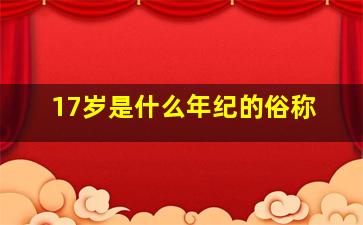 17岁是什么年纪的俗称