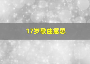 17岁歌曲意思