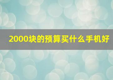 2000块的预算买什么手机好