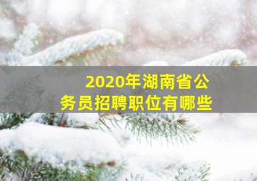 2020年湖南省公务员招聘职位有哪些