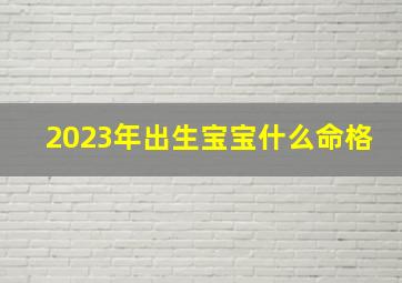 2023年出生宝宝什么命格