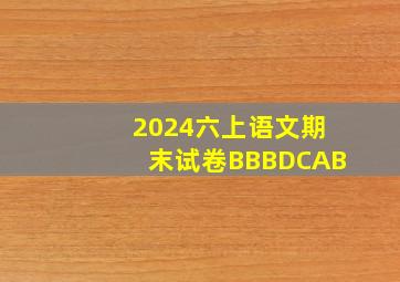 2024六上语文期末试卷BBBDCAB