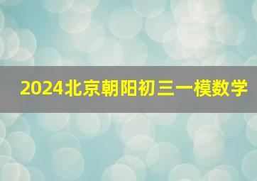 2024北京朝阳初三一模数学