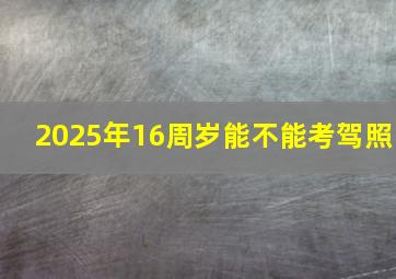 2025年16周岁能不能考驾照