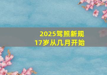 2025驾照新规17岁从几月开始