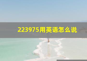 223975用英语怎么说