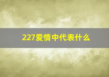 227爱情中代表什么