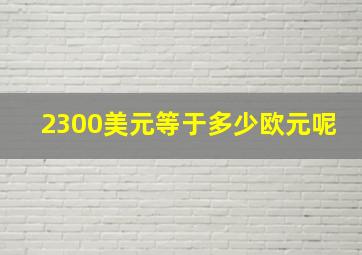 2300美元等于多少欧元呢