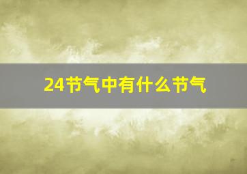 24节气中有什么节气