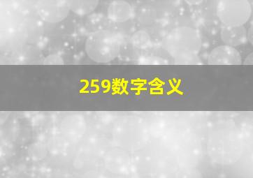 259数字含义