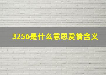 3256是什么意思爱情含义