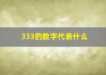 333的数字代表什么