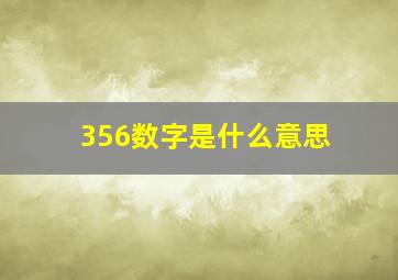 356数字是什么意思