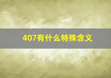 407有什么特殊含义