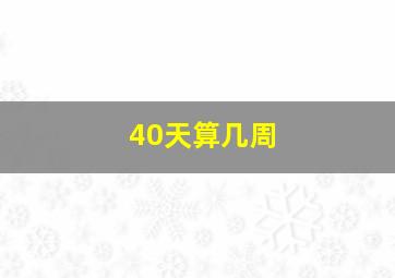 40天算几周