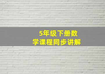 5年级下册数学课程同步讲解