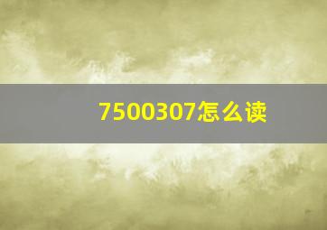 7500307怎么读