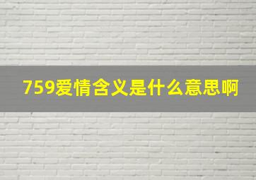 759爱情含义是什么意思啊