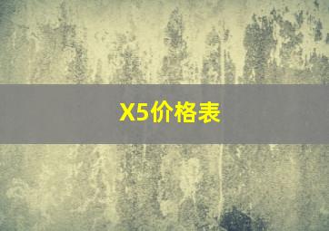 X5价格表