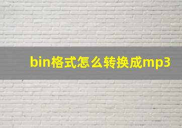 bin格式怎么转换成mp3