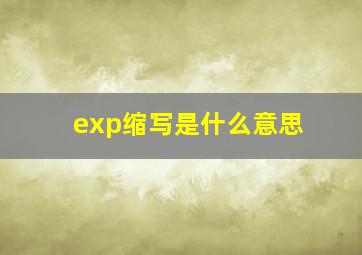 exp缩写是什么意思