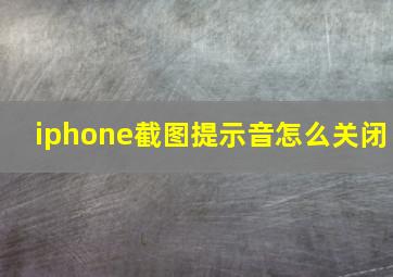 iphone截图提示音怎么关闭