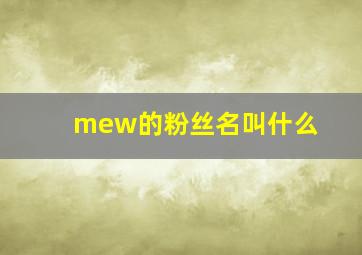 mew的粉丝名叫什么