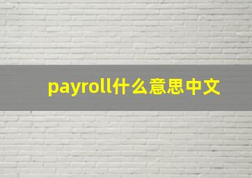 payroll什么意思中文