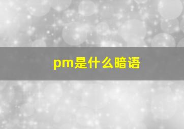 pm是什么暗语