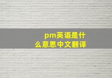 pm英语是什么意思中文翻译