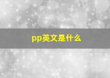 pp英文是什么