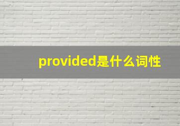 provided是什么词性