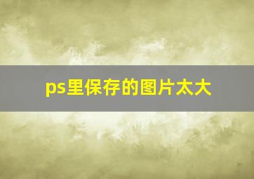 ps里保存的图片太大