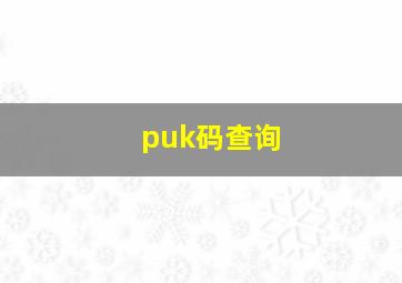 puk码查询