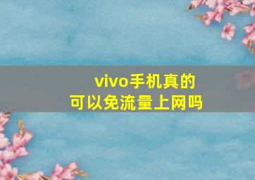 vivo手机真的可以免流量上网吗