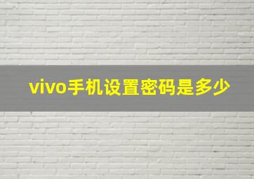 vivo手机设置密码是多少