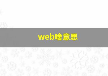 web啥意思