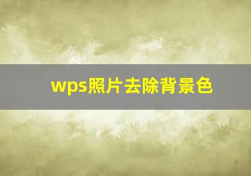 wps照片去除背景色