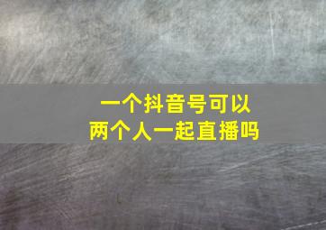 一个抖音号可以两个人一起直播吗