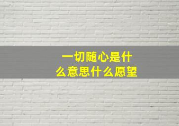 一切随心是什么意思什么愿望