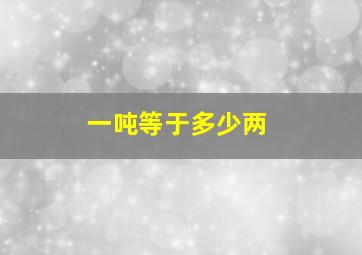 一吨等于多少两