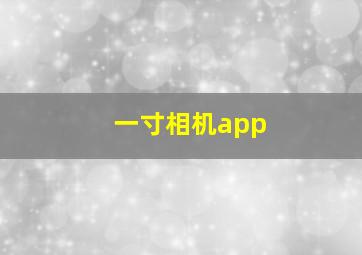 一寸相机app