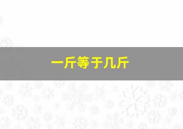 一斤等于几斤