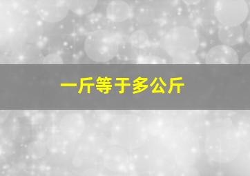 一斤等于多公斤